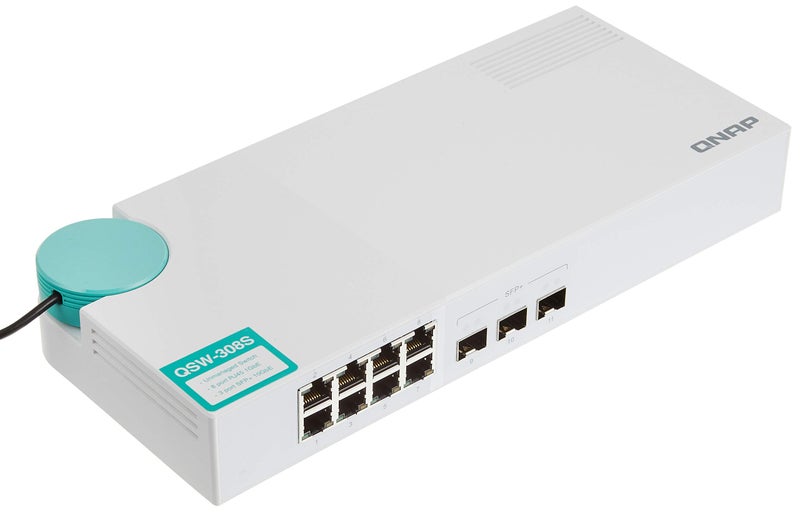 QNAP مفتاح QNAP QSW-308S 10GbE، مع 3 منافذ 10G SFP+ و 8 منافذ جيجابت غير مُدارة - Image 1